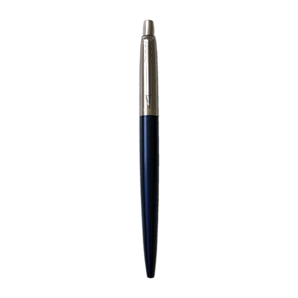Vintage Parker Jotter Ballpoint Pen Cobalt Blue Stainless Steel Cap Made France